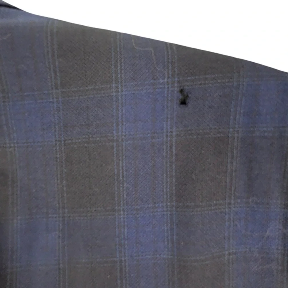READ Ted Baker Endurance Jay SPJ Blazer Blue Black Plaid 42R Wool Sport Coat